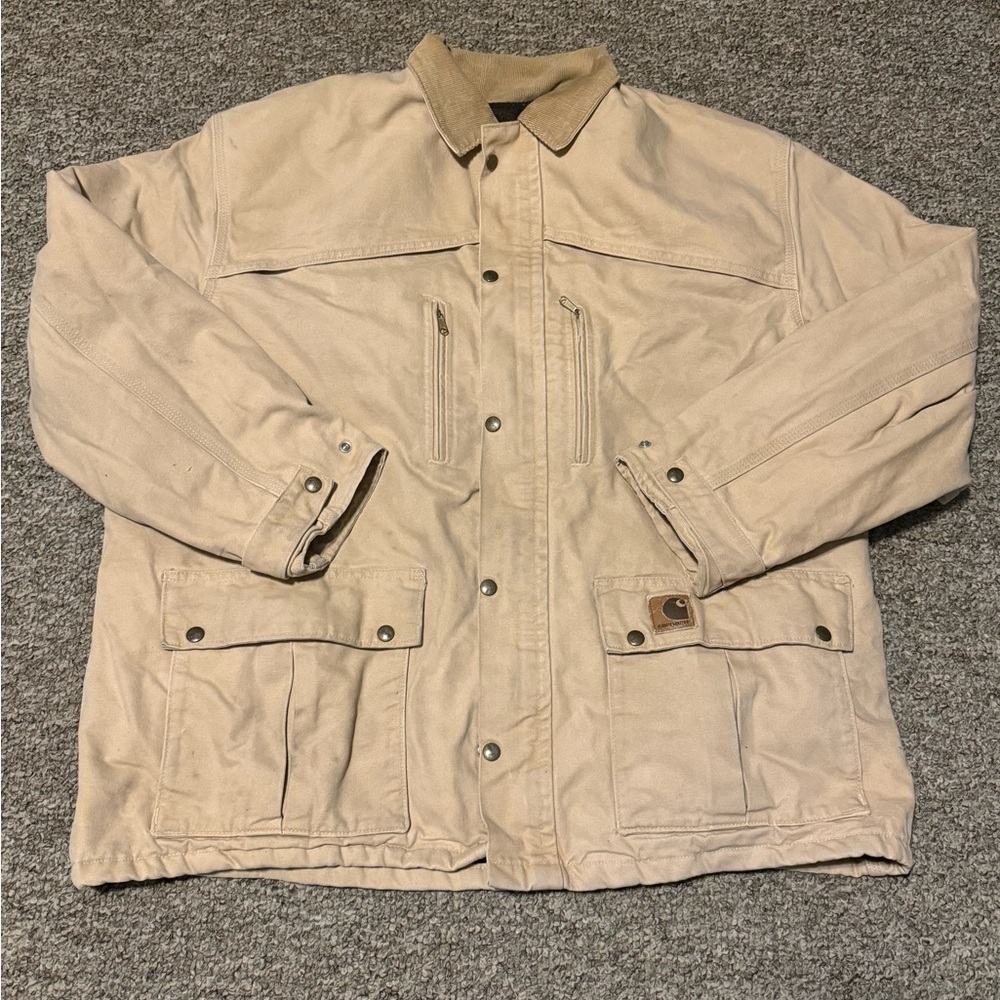 Carhartt Duck Blanket Lined Barn Chore Jacket XL Sandstone Beige